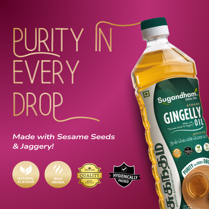 Sugandham Cold Pressed Gingelly / Sesame / Til Ka Oil / அக்மார்க் நல்லெண்ணெய் - 1 Litre